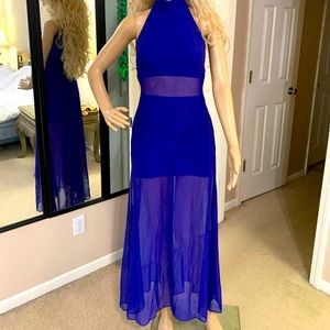 VTG 80s90s Cache Blue Sheer Cocktail Party Dress S